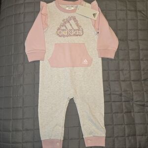 Adidas Kids Pink and Gray Footie